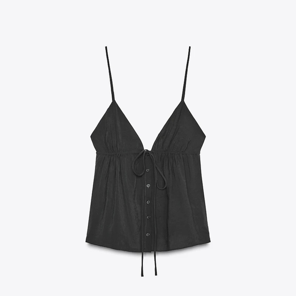 New Zara flowy strappy top in black - medium